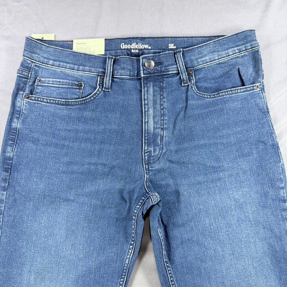 Goodfellow Mens 36x32 Blue Cotton Blend Slim Fit Total Flex Comfort Denim Jeans - Picture 3 of 6